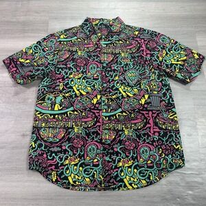 Killer Acid Shirt Mens Medium Multicolor Psychedelic Short Sleeve Button Up